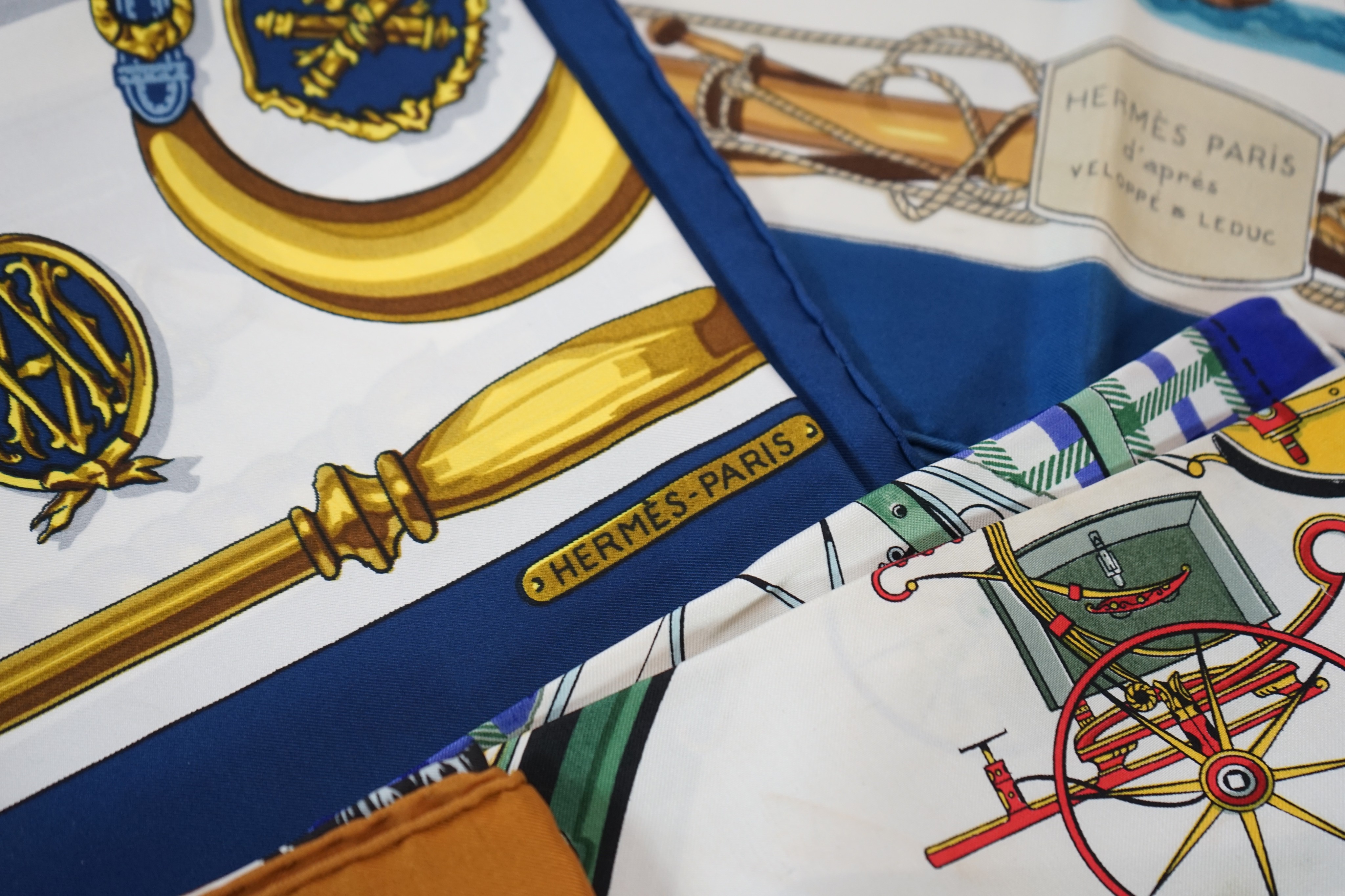 Six Hermes silk scarves